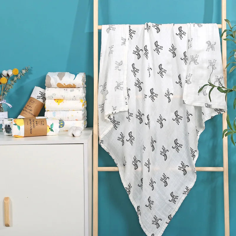 Baby Blanket Swaddle Bamboo Cotton Wrapped Towel Thin Design Double-layer Bath Towel  Baby Bath Towel Gauze Children Quilt