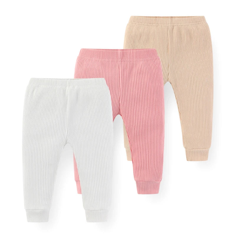 3PCS Solid Color Cotton Baby Boy Pants 0-24M Newborn Baby Girl Trousers Soft Baby Underwear