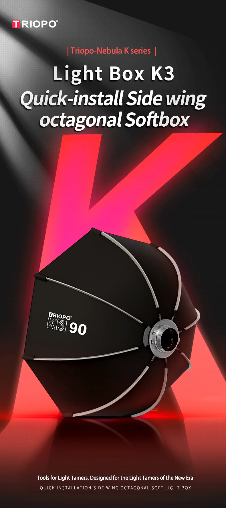 TRIOPO K3 Series Quick-Setup Octagon Softbox Bowens Mount for Sokani X100 X60 Mini Aputure 300c 200xS Godox LED Video Light