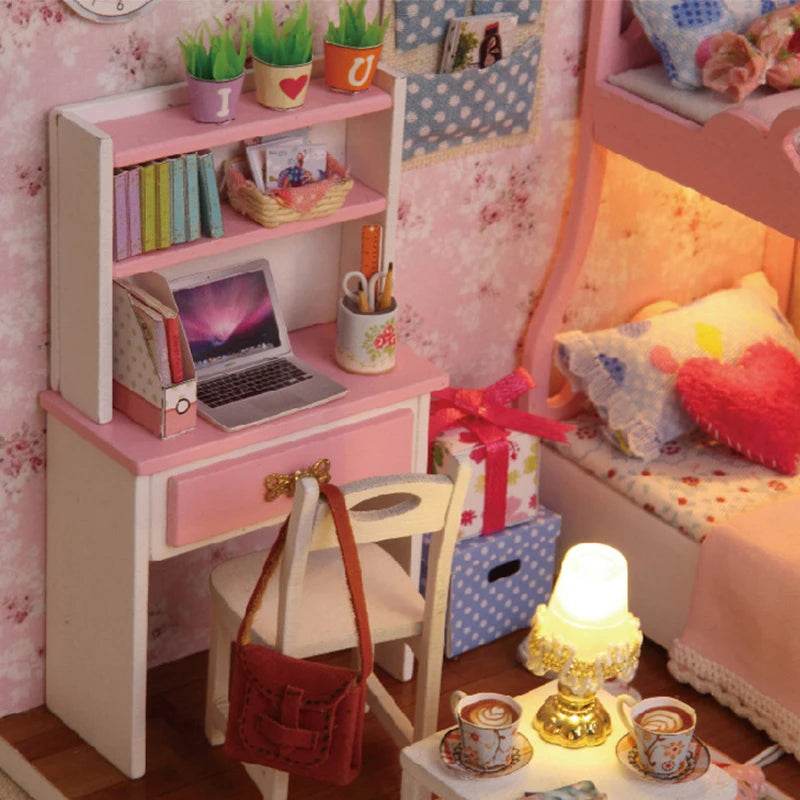 Kitten Mini Doll House 3D Puzzle Assembly Model Building Kit Creative Room Bedroom Decoration With Furniture Wooden Crafts Gifts - AIAZ