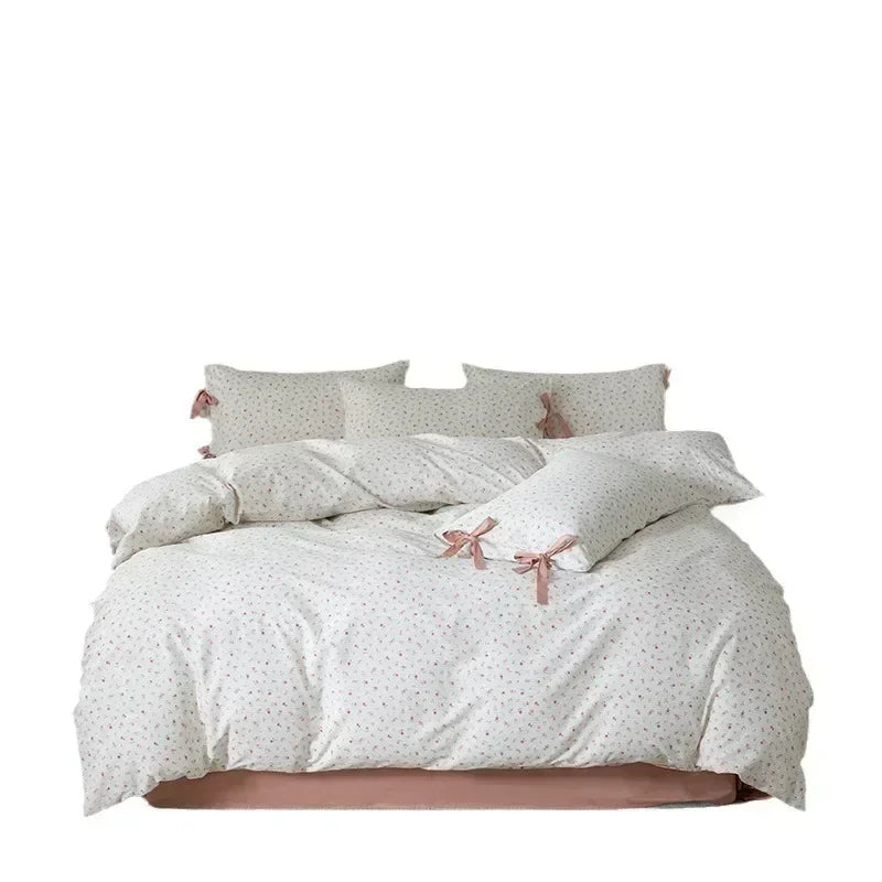 100% Cotton Bedding Set Flower Style Duvet Cover with Pillow Case Single Bedding Set Skincare Sheet Set