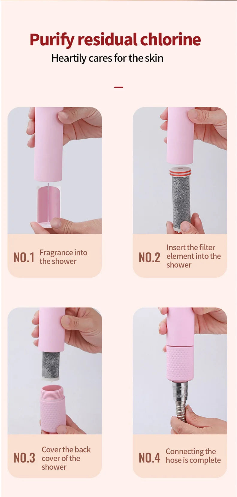 High end fragrance shower showerhead with carbon fiber filter element for filtering fragrance and skin care showerhead