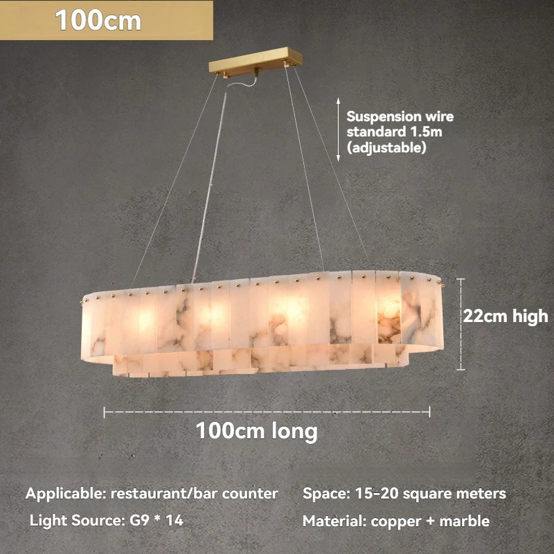 Natural Marble Brass Pendant Light Luxury Nordic Gold Chandelier for Living Room Dining Room Bedroom Bar Study Lighting Fixture