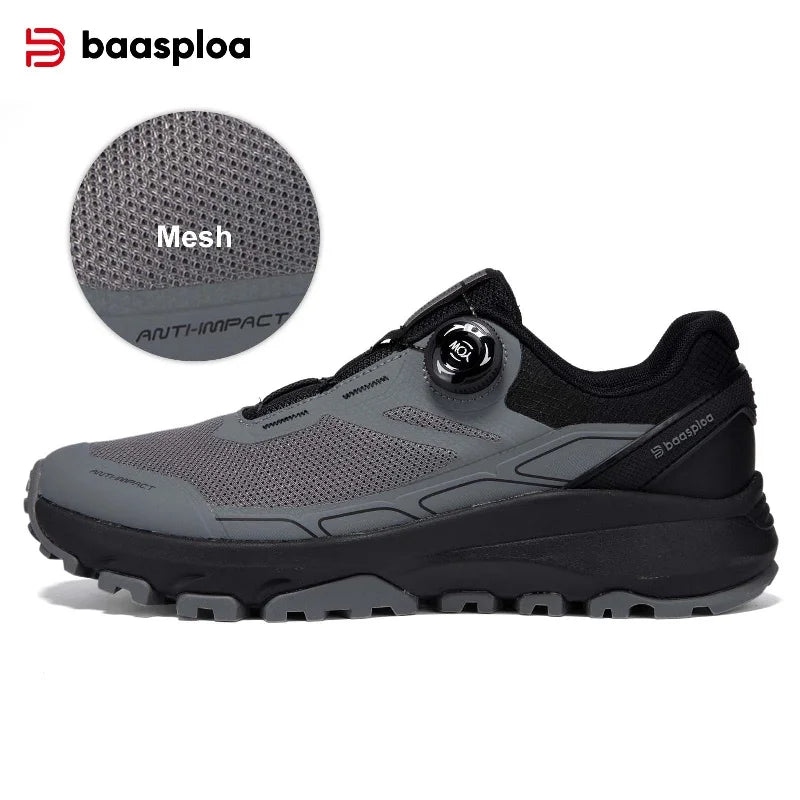 Baasploa Men Hiking Shoes Outdoor Climbing Mesh Breathable Travel Walking Shoes Male Non-Slip Wear Resistant Comfortable Sneaker
