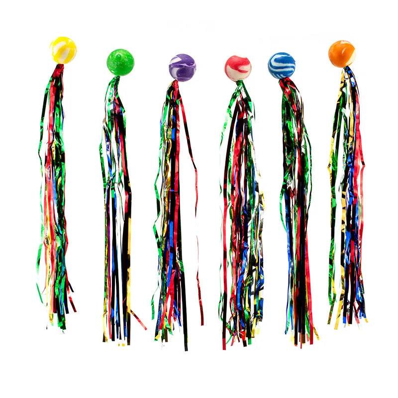10Pcs 25mm Bouncy Balls with Colorful Streamers Outdoor Toys for Kids Birthday Party Favors Christmas Thanksgiving Pinata Gifts - AIAZ