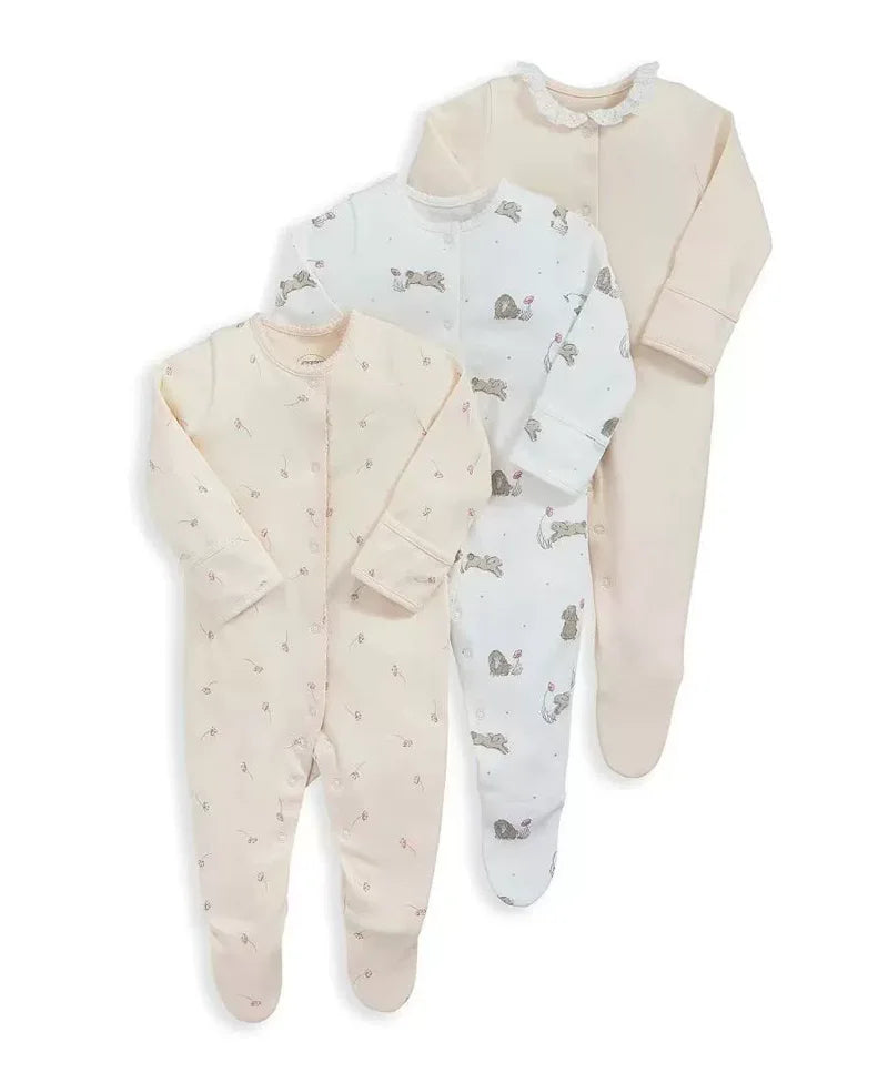 IYEAL 2025 Spring Newborn Clothing Infant Jumpsuits 100% Cotton Long Sleeve Baby Boys Girls Clothes Pajamas 3Pcs/Lot