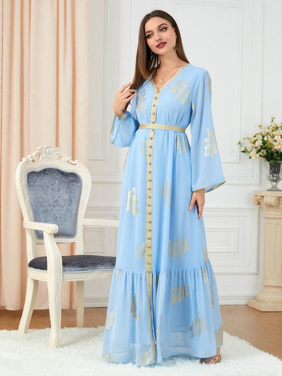Morocco Dress For Women 2022 Autumn Muslim Abaya Fashion Dubai Abayas Iron Button Belted Kaftan Split Hem Party Dresses Vestidos - AIAZ