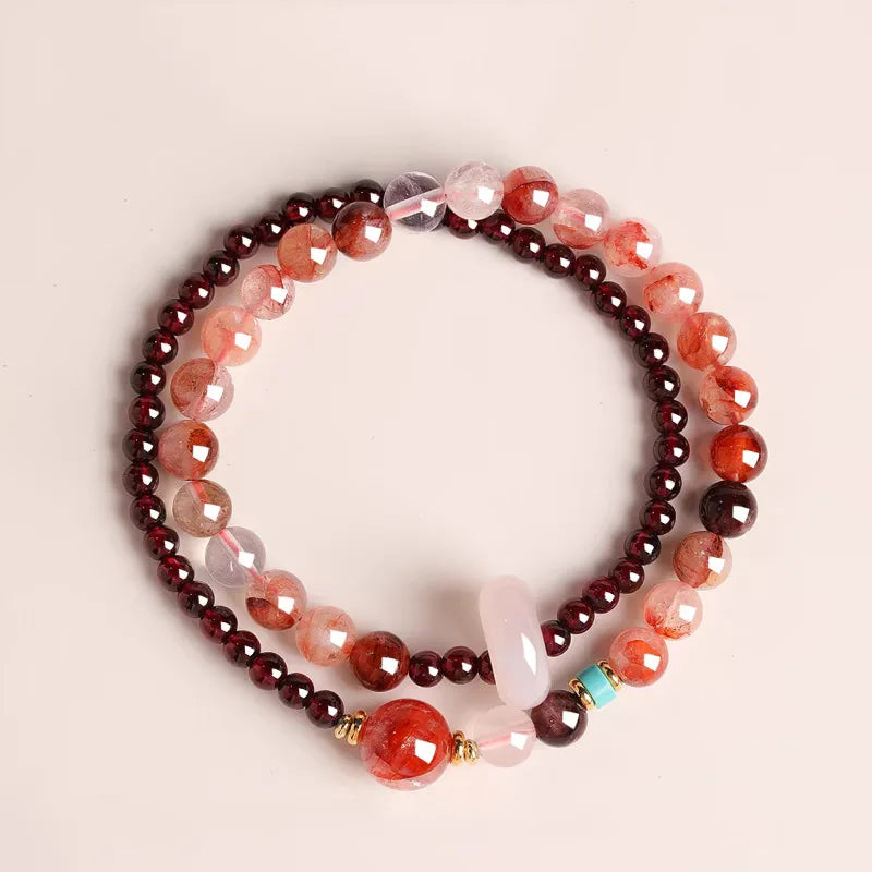 FORWELL Natural Stone Crystal Beads Semi Precious Women's Bracelet Amethyst Multi Layered Combination Bracelets Luxury Gift