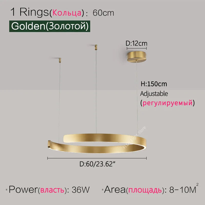 Ceiling chandelier Pendant light Chandeliers for dining room LED Bedroom living room nordic home decor Modern Round ring lamps