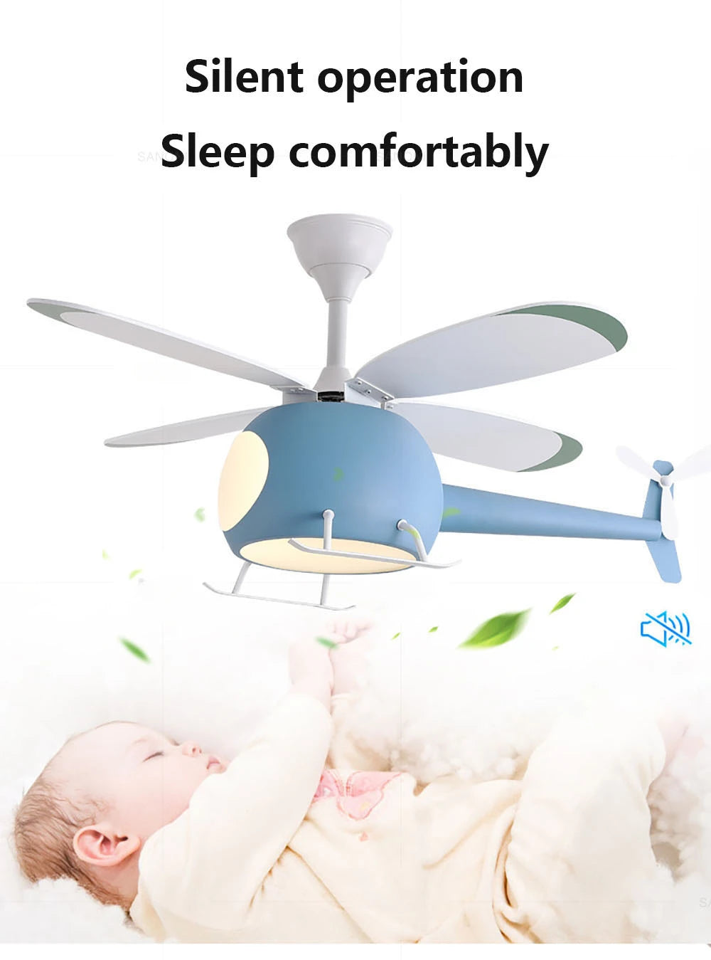 Cartoon Ceiling Lamps for Room Helicopter Fan Chandelier for Children's Bedroom Indoor Led Lights Fixture Luster Home-appliance