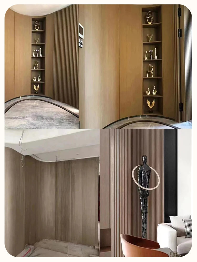 6 pieces 2.3M Rotating Solid Wood Grille Panel - Small Great wall Wrapped Cylinder Curved Internet Red Background Wall