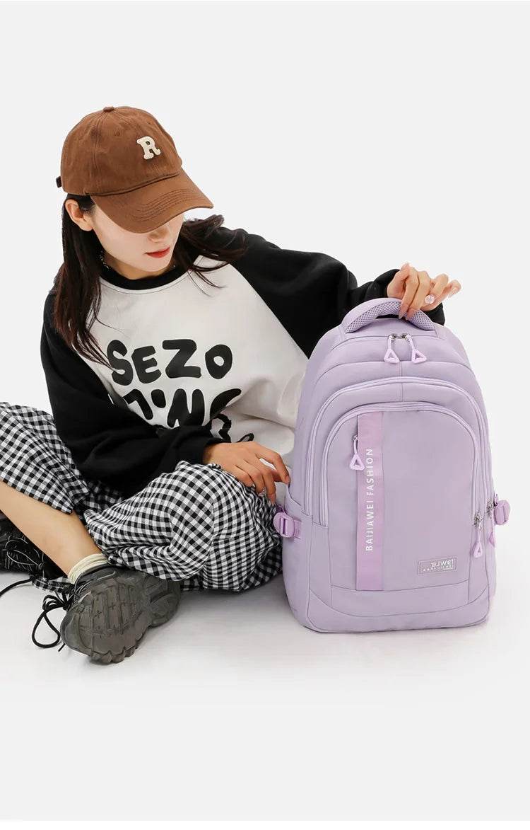 BAIJIAWEI brand college and high school student school backpacks Nylon orthopedic school bags reduces the burden girls schoolbag - AIAZ