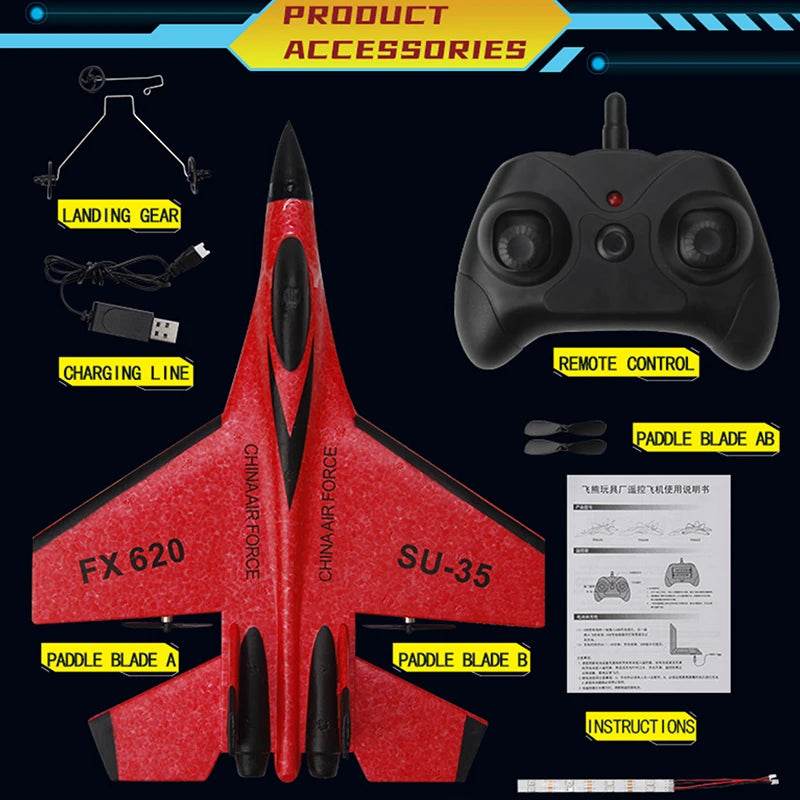 RC Foam Aircraft SU-35 Plane 2.4G Radio Control Glider Remote Control Fighter Plane Glider Airplane Foam Boys Toys for Children - AIAZ