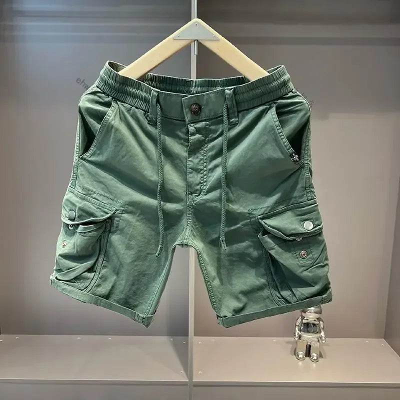2025 Summer Work Shorts for Men Casual Multi-pocket Loose Elastic Five Points - AIAZ