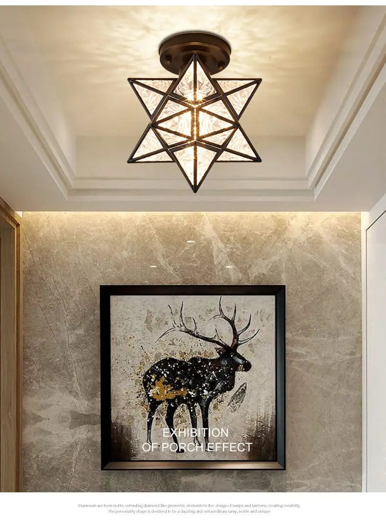Lamps for Living Room Decor Five-pointed Star Ceiling Modern Balcony Corridor Porch Fashion Network Red Star  Ceiling Light