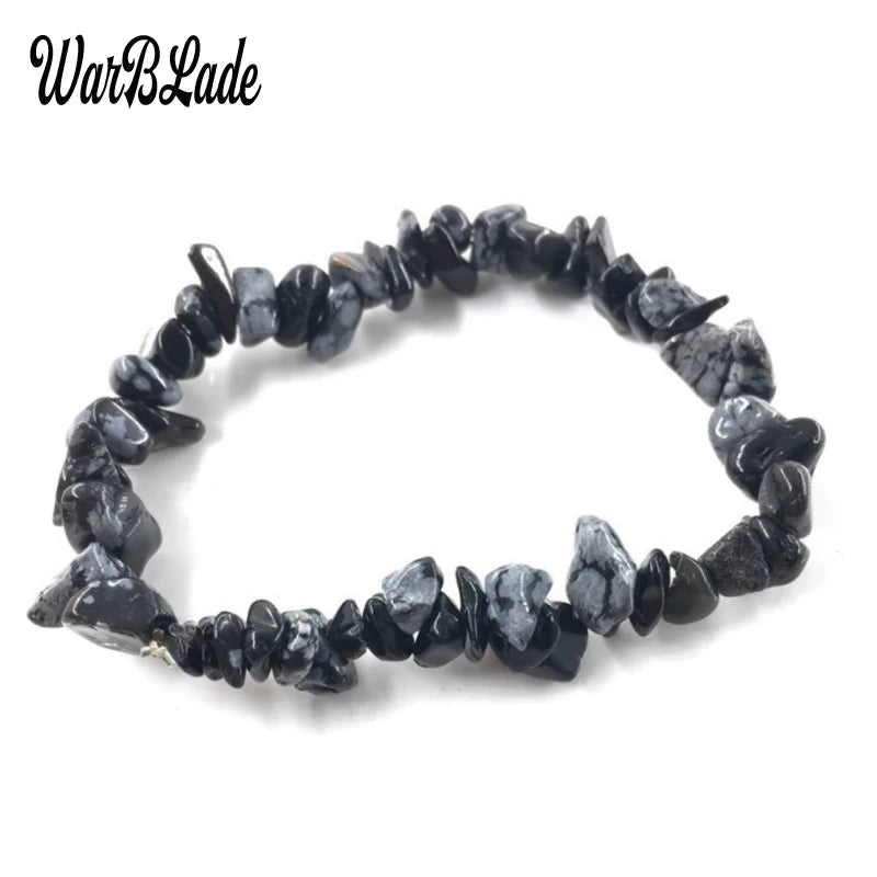 New Women Bracelets Bangles Natural Gem Stone Bracelet Irregular Stretch Chip Beads Nuggets Bracelets Bangles Crystal Wristband