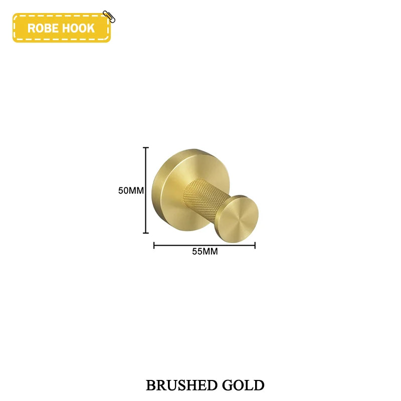 Brushed Gold Stainless Steel Wall Mount Towel Bar Towel Ring Paper Holder Bathrobe Hook Toilet Brush Bathroom Accessories