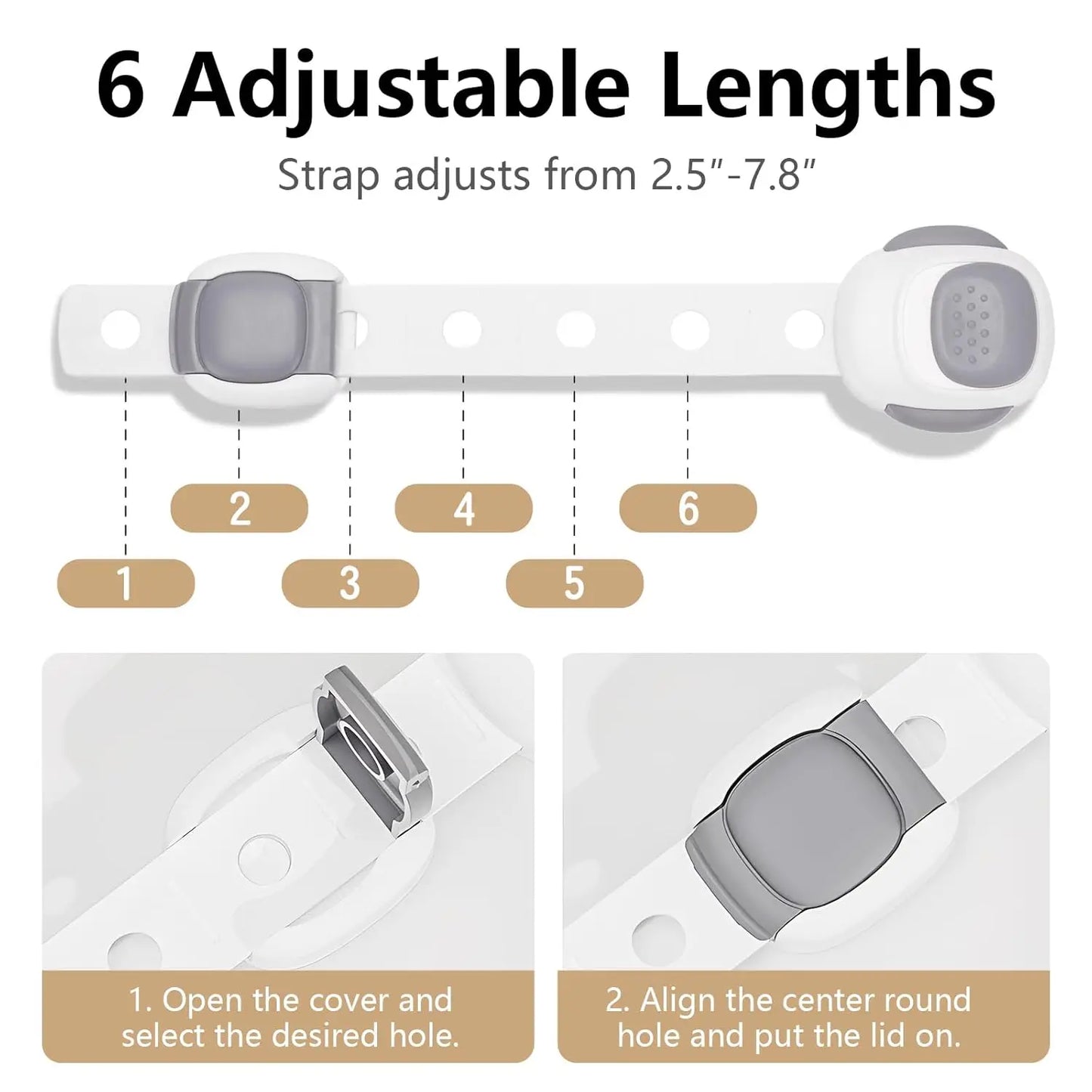 Baby Proof Toilet Lock - Child Safety Cabinet Locks for Toilet Seat, Drawers, Fridge, Doors | Easy Install with Strong 3M Adhesi