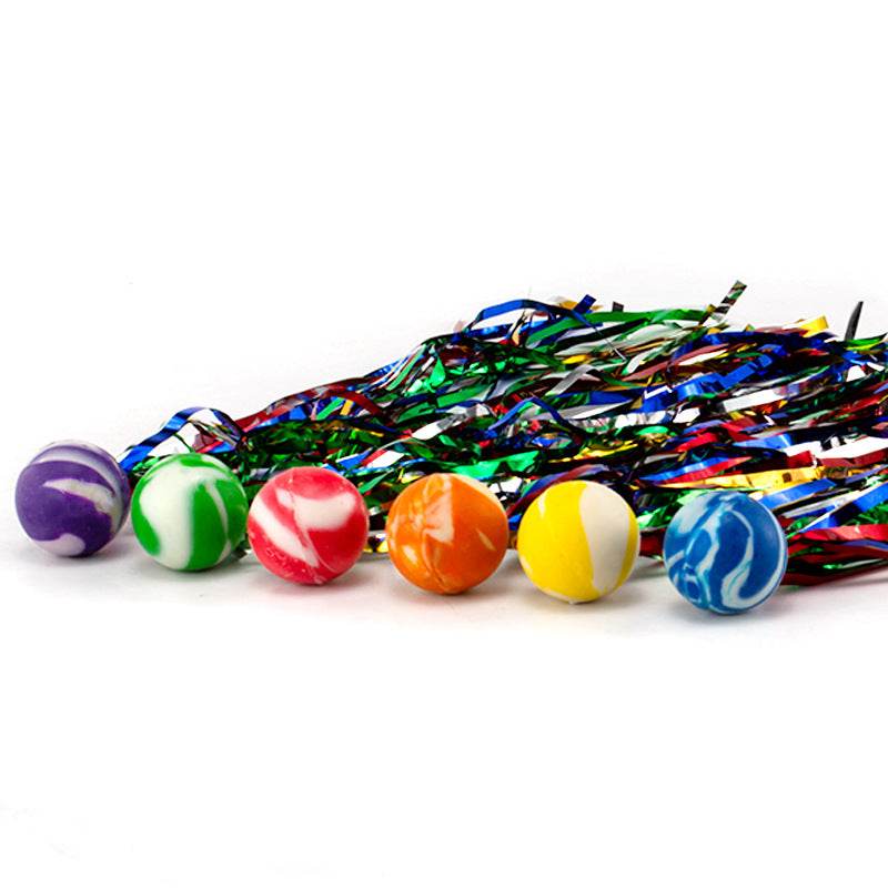 10Pcs 25mm Bouncy Balls with Colorful Streamers Outdoor Toys for Kids Birthday Party Favors Christmas Thanksgiving Pinata Gifts - AIAZ