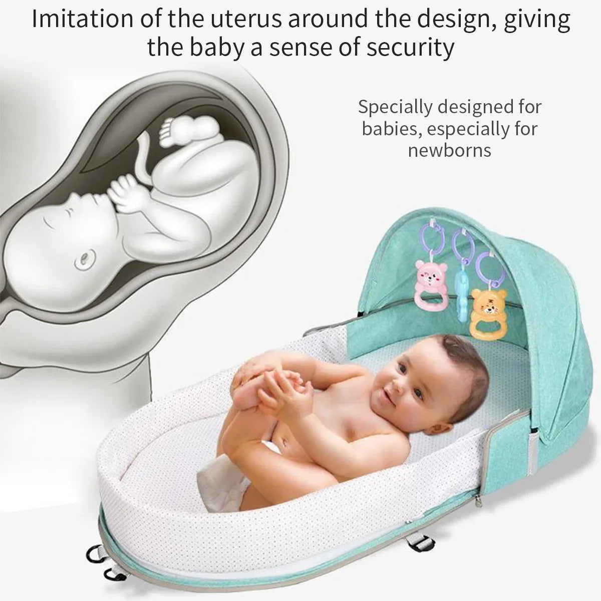 Folding Anti-crush Baby Crib Convenient Bed Middle Bed with Mosquito Net Comfortable Mattress Travel Crib for Newborn Baby Bed