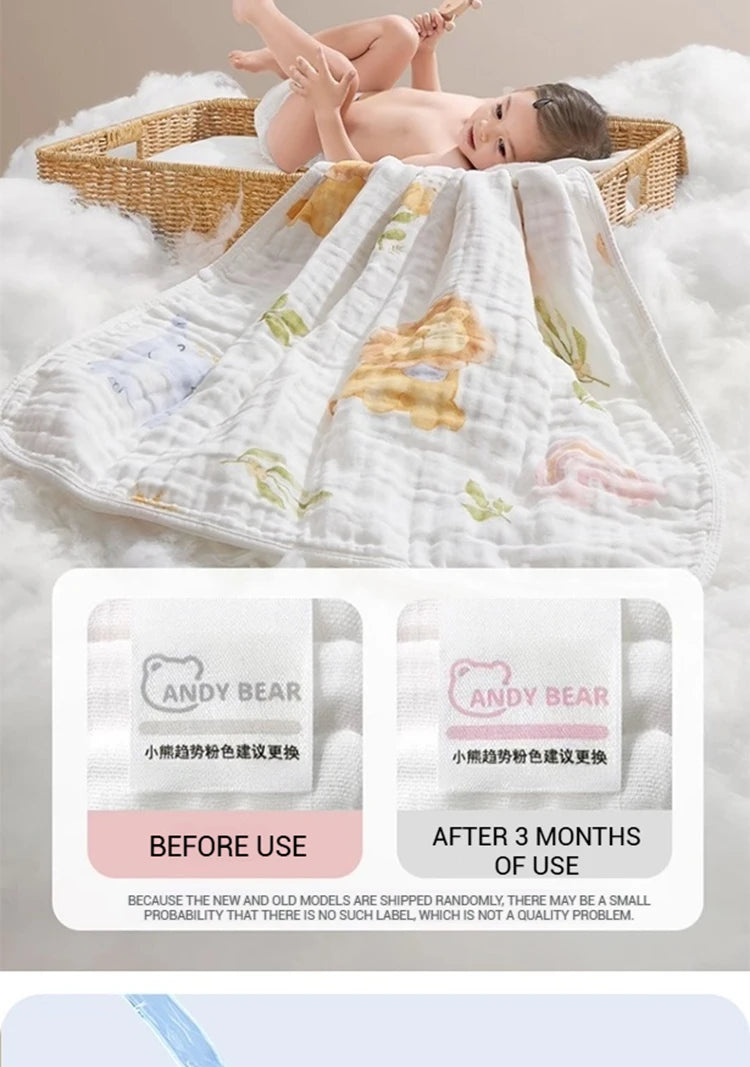 AIBEDILA Newborn baby bath towel pure cotton gauze bath towel Class A soft children's blanket absorbent newborn baby blanket