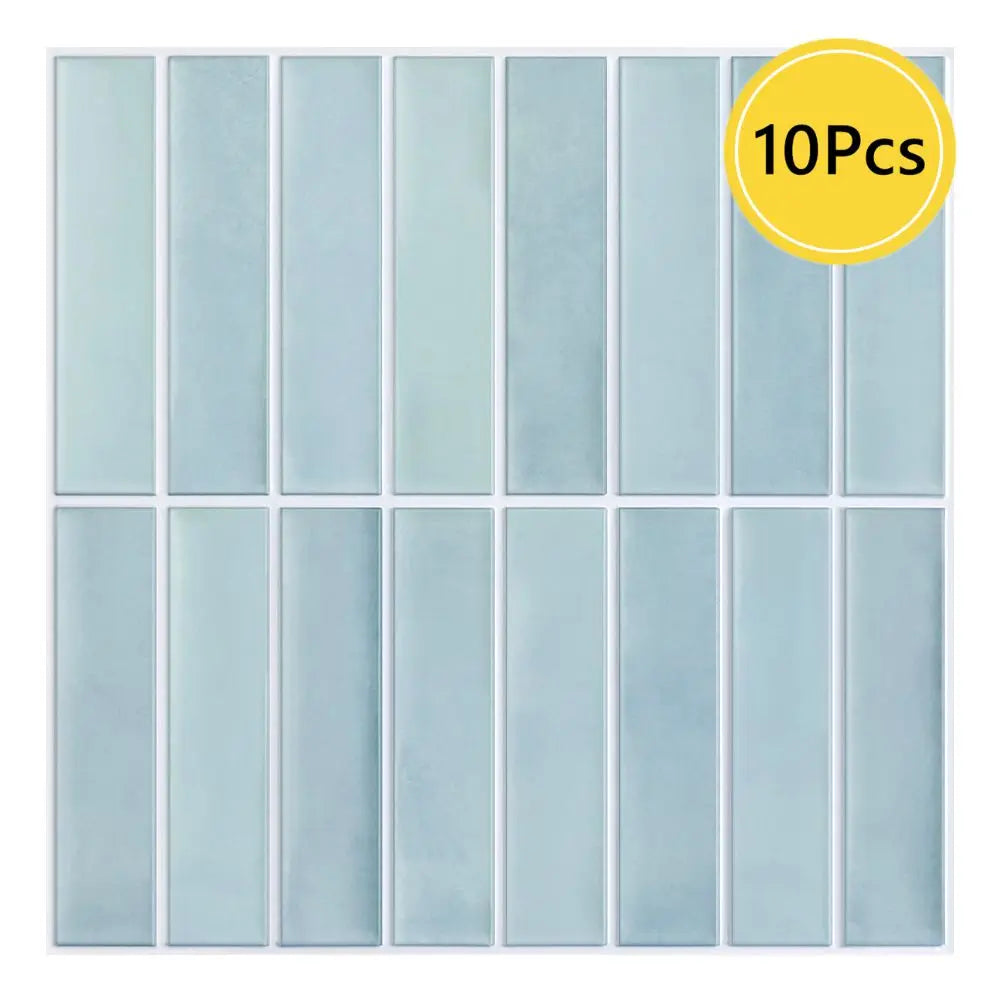 10pcs 3D Tile Stickers, Self-adhesive Green Tiles, Bathroom Wall Tile Stickers, Water and Mold Resistant, 30x30cm