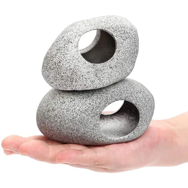 Aquarium Cichlid Stone Cave Fish and Shrimp Hiding House Breeding House Fish Tank Ceramic Decoration Fish Shrimp Breeding Device