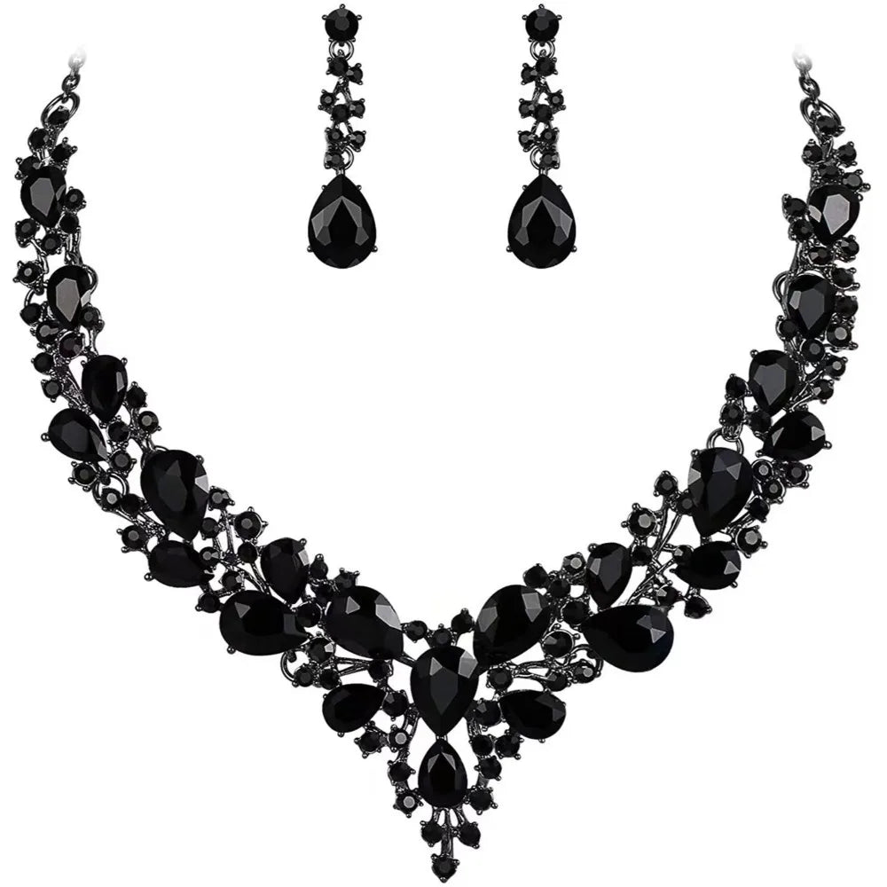 Fashion Crystal Bridal Necklaces Earrings Shining Elegant Rhinestone Jewelry Set Exquisite Necklace Earrings Set Banquet