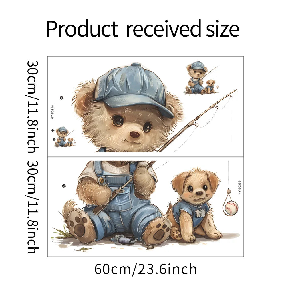 Animal Vinyl Tile Child Wall Sticker For Baby Kids Room Decoration Adhesive Wallpaper Bedroom Accessories Wall Decor Home Decor