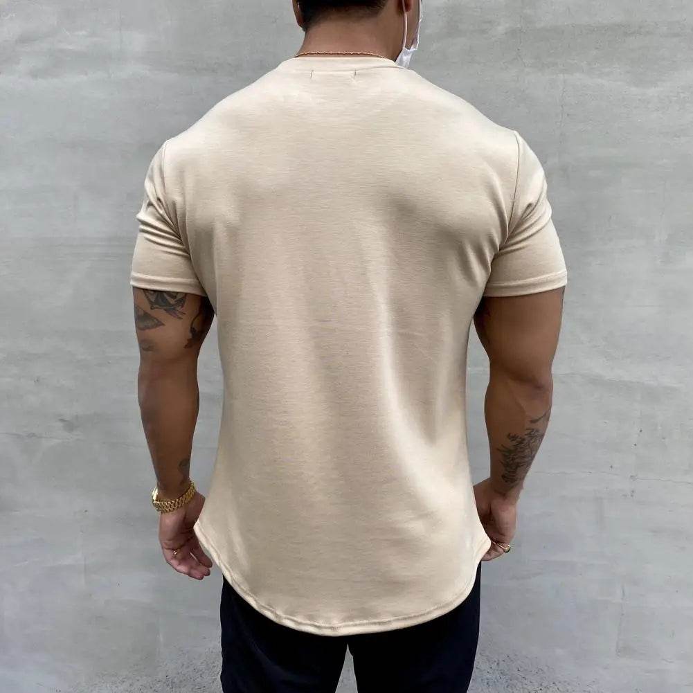 2025 Men T-shirt Male Sports Gym Muscle Fitness T Shirt Blouses Loose Half Sleeve Summer Bodybuilding Tee Tops Men's Clothing - AIAZ