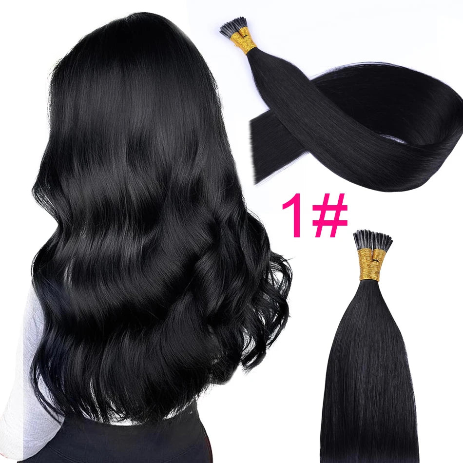 I Tips Virgin Hair Extensions 27# For Black Women 100% Remy Bulk Hair I Tip Natural Hair Extensions Straight Natural Fusion 613#
