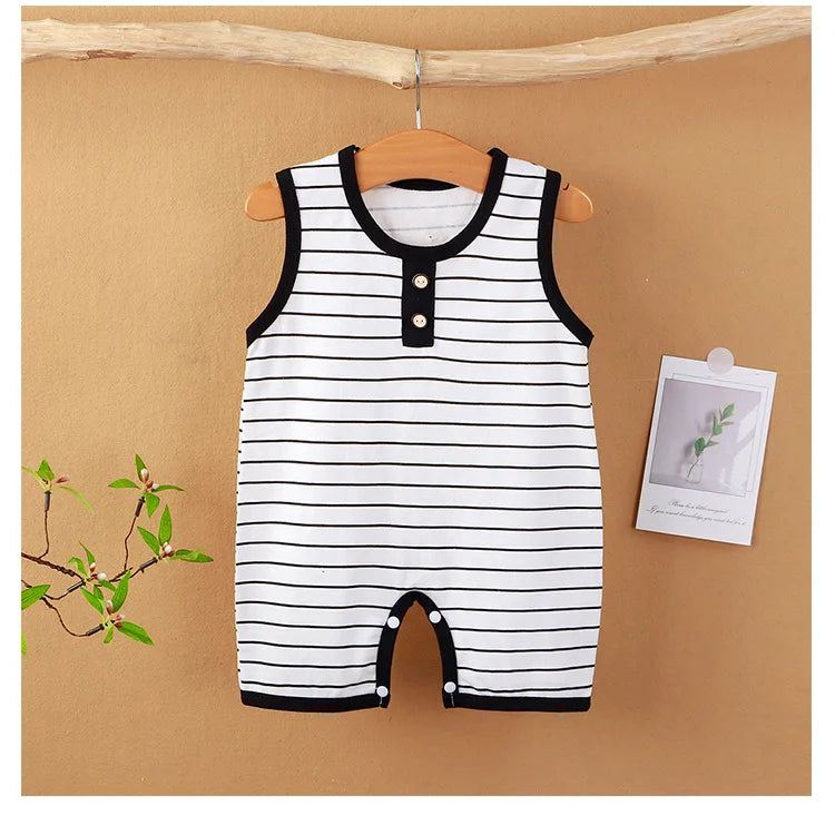 Summer Sleeveless Baby Rompers 0-2Y Striped Onesies for Newborn Baby Boy Infant Girl Striped Jumpsuit Baby Clothing