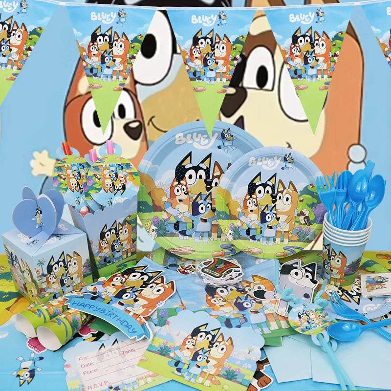 New Bluey Birthday Party Decoration Latex Balloons Bingo Aluminum Film Balloon Disposable Tableware Kids Event Supplies Backdrop - AIAZ