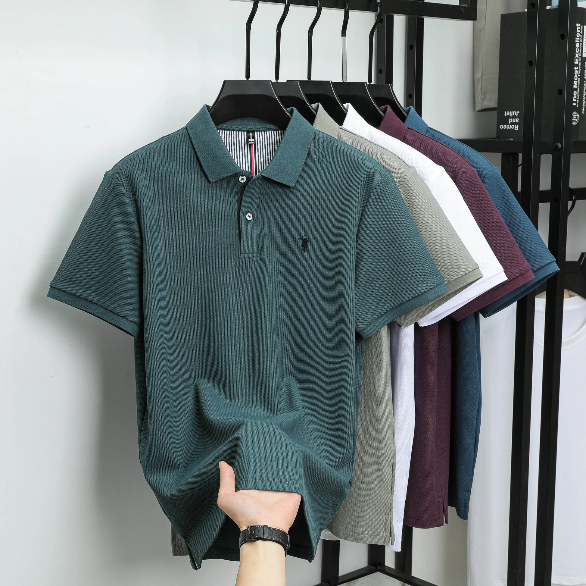 100% pure cotton summer new fashionable men's shortsleeved luxury customized business polo shirt exquisite embroidery Tshirt top - AIAZ