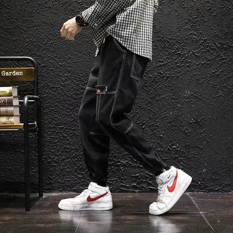 2025 New Streetwear Hip Hop Cargo Pants Men's Jeans Elastic Harun Joggers In Autumn and Spring Men ClothIng - AIAZ
