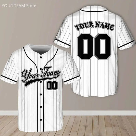 Custom Team Name Number Pinstripe Baseball Jersey  Stripe Color Uniform for Baseball Fans Jersey Design Sports Apparel