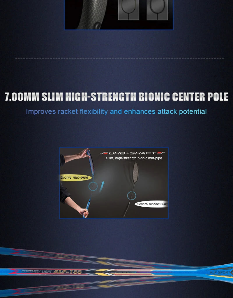 ALPSPORT AIR 10U  Ultralight 52g T800 Badminton Racket Fast Rebound  Lmported MAX 28LBS Carbon fiber + Titanium Badminton Racket