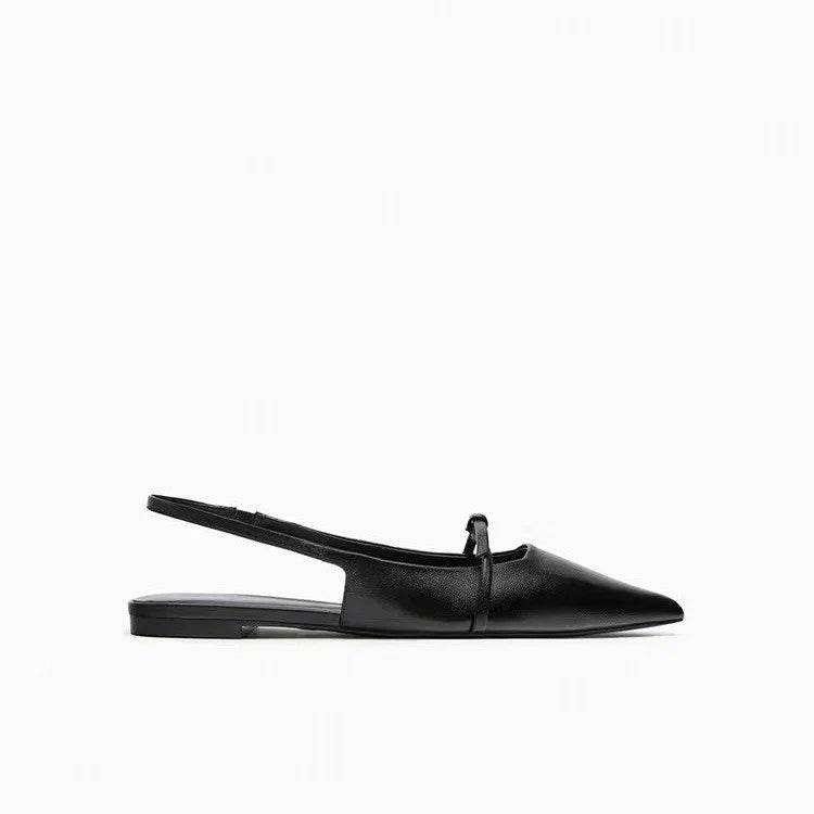 Summer New Women's Flat Bottom Slingback Sandals Woman Leopard Pointed End Mules 2025 Fashion Leather Pu Low-heel Beach Shoes - AIAZ