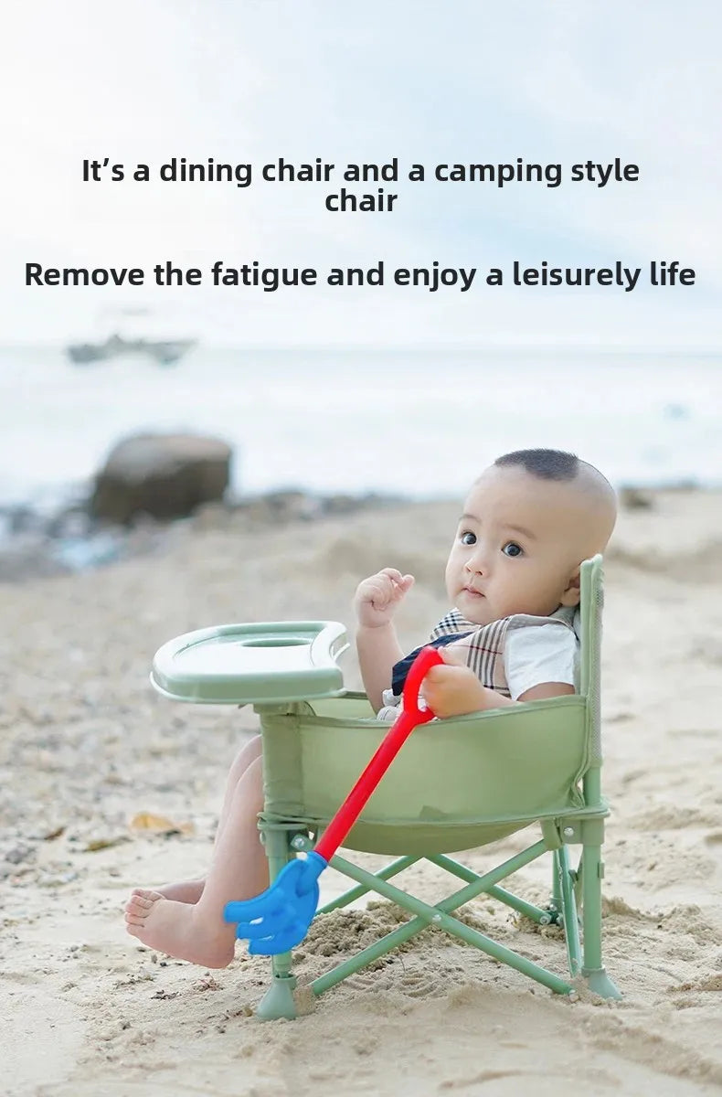 Foldable Baby Highchair with Anti-Slip Seat-Multi-Functional Feeding Chair for Outdoor Easy-Clean Portable Design for Beach