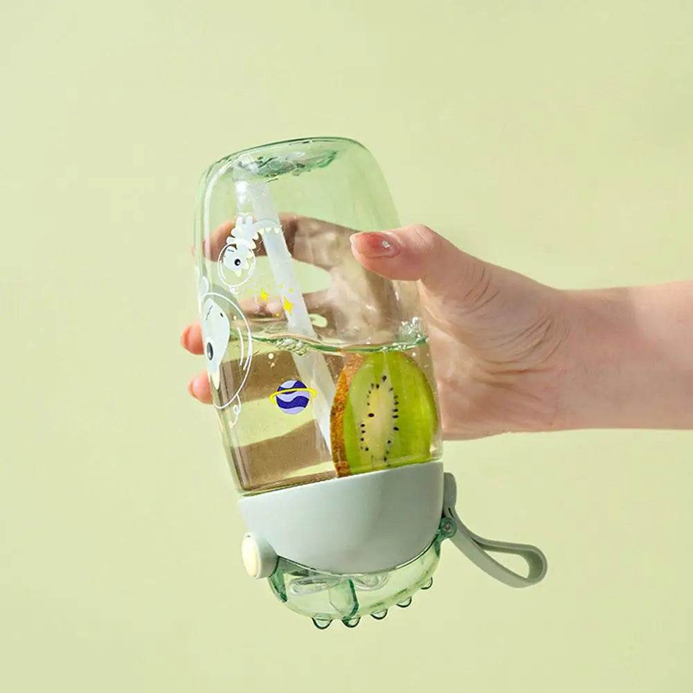 500ml Children's Dinosaur Water Bottle With Silicone Straw Leak Proof Plastic Water Bottle Summer Children's Water Cup - AIAZ