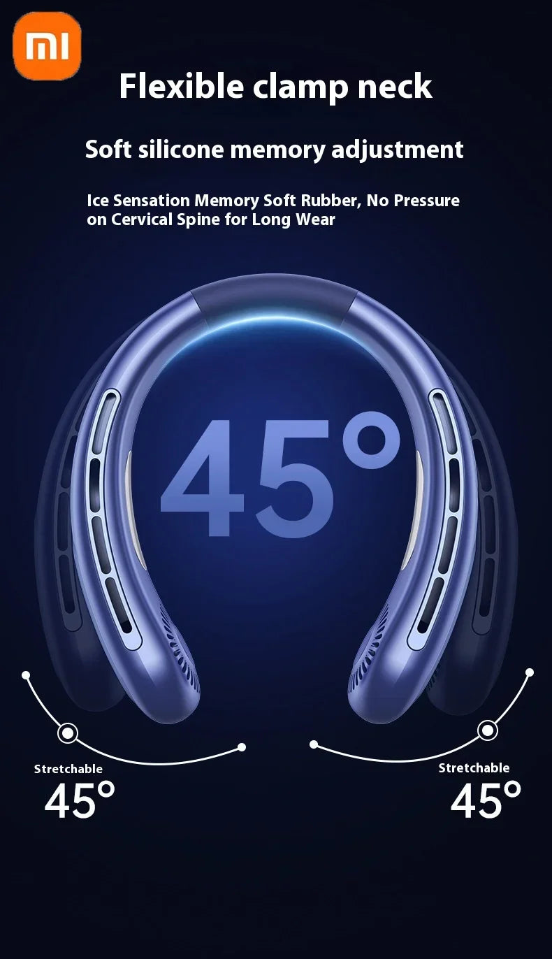 Xiaomi Bladeless Neck Hanging Fan USB Rechargeable Cooler Fan 5 Speed Bladeless Design Outdoor Sports Use