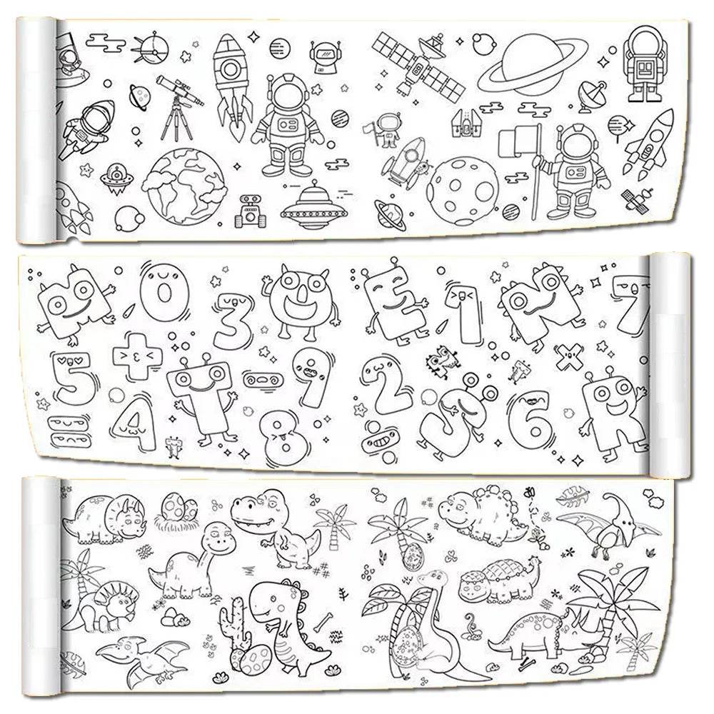 90cm Animal Children's Drawing Roll DIY Coloring Paper Roll Color Filling Graffiti Paper-cut for Kids Painting Educational Toys - AIAZ
