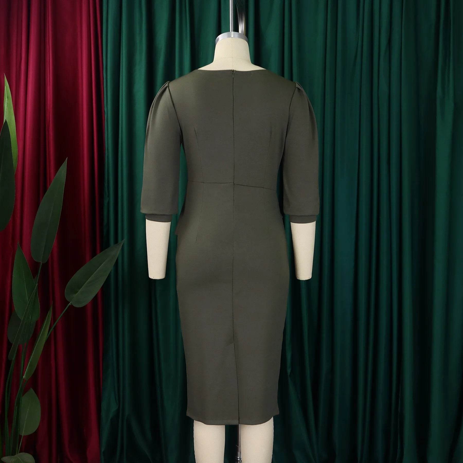 Elegant Office Dresses for Women O Neck Half Sleeve Sheath Package Hips Formal Business Work Wear Vestidos Mujer Dress Clothes - AIAZ