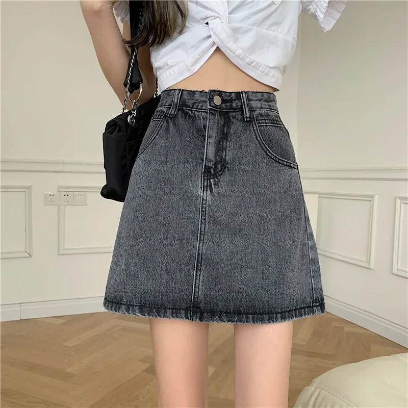 High Waist Denim Skirt Versatile Skirt Women's Clothing A-Line ort Skirt Slimming Wraparound Summer 202 plus Size - AIAZ