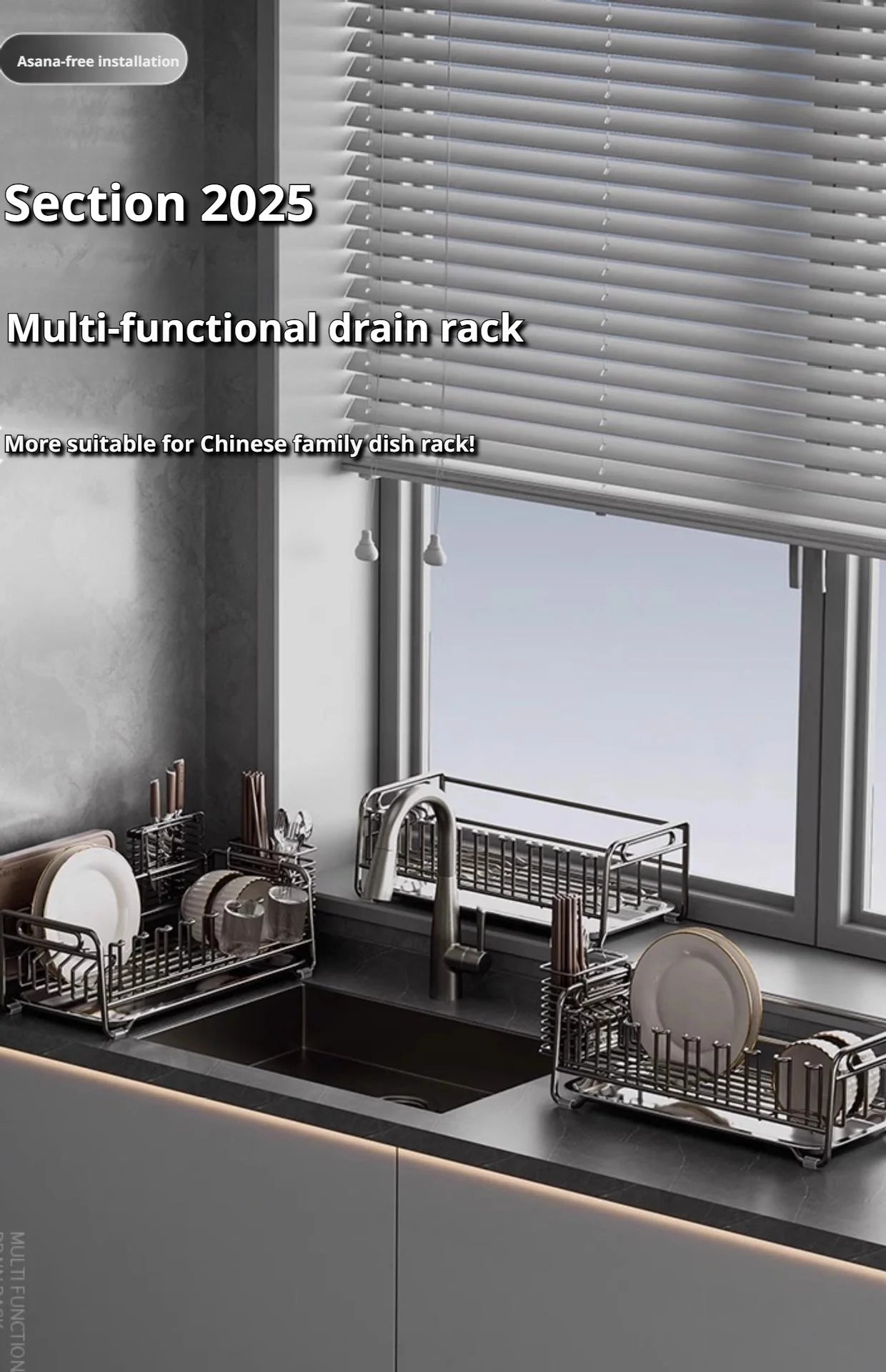 Dish Drain Rack Holder 304 Stainless Steel Bowl Drainer Tableware Cup Drying Rack Kitchen Accessories Storage Organizer Shelf