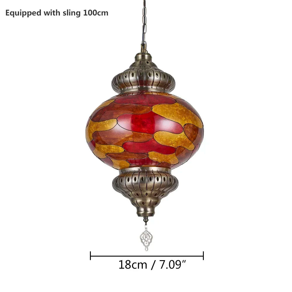 Artpad Turkish Mosaic Chandelier Ceiling Moroccan Living Room Bedroom Colorful Glass Chandelier Lamp Lighting