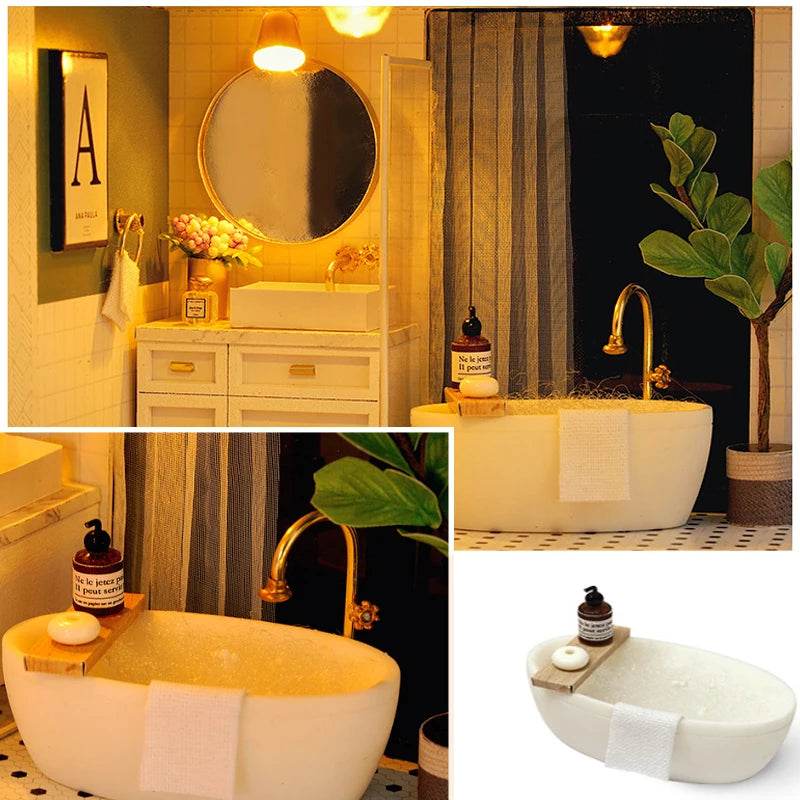 Doll House Kit 3D Wooden Mini DollHouse Assembly Building with Furniture Kit Toys Children's Birthday Gift 3D Puzzle Handmade - AIAZ