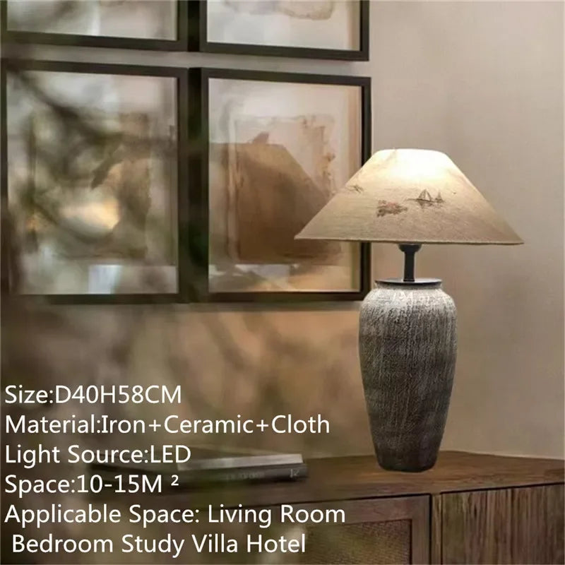 ULANI Contemporary Ceramic Table Lamp American Retro Creativity Living Room Bedroom Study Villa Hotel Homestay Desk Light
