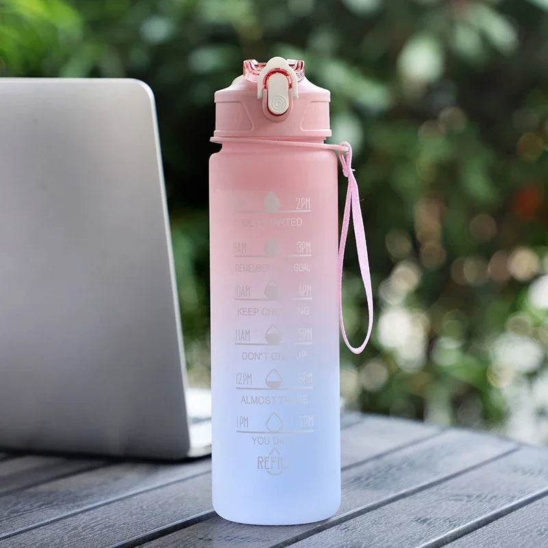 600ml Water Bottles Fashion Water Bottle with Straw BPA Free Portable Outdoor Sport Cute Drinking Plastic Bottles Eco-Friendly - AIAZ