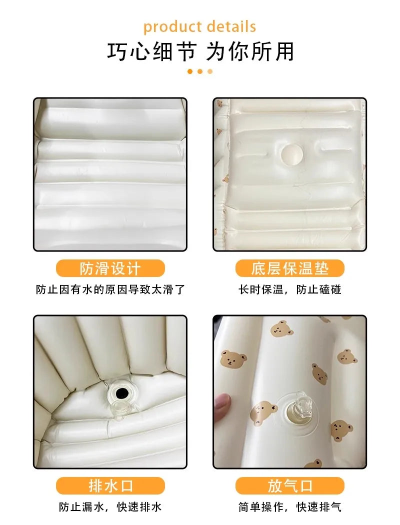 Ins style new portable baby bath tub newborn bath tub foldable children's inflatable swimming pool